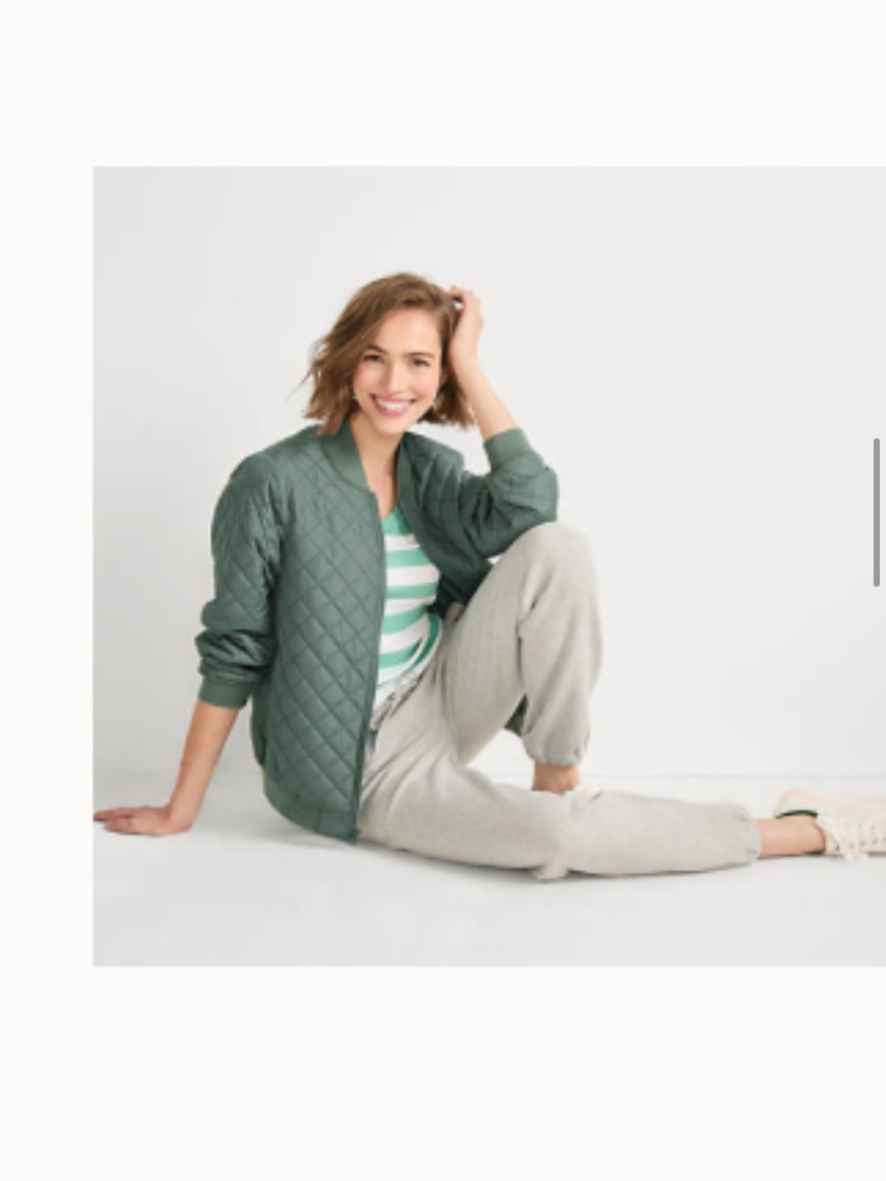 Lands' End Quilted Bomber Jacket in Forest Green